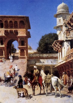Edwin Lord Weeks Painting - Departure For The Hunt Persian Egyptian Indian Edwin Lord Weeks